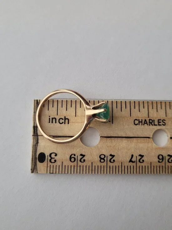 Antique Emerald 10k Gold Victorian Ring Natural Oval May Birthstone Solitaire - Picture 16 of 16